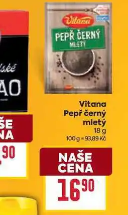 Billa Vitana Pepř černý mletý nabídka