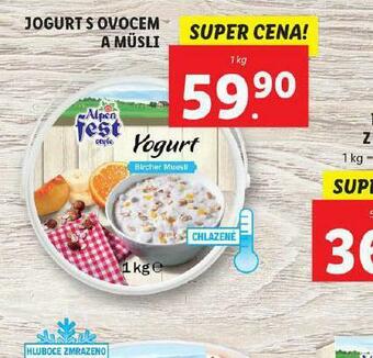 Lidl Jogurt s ovocem a müsli nabídka