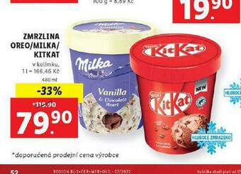 Lidl Zmrzlina oreo / milka / kitkat nabídka