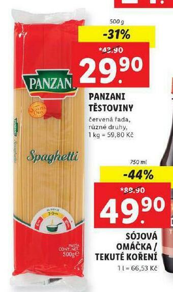 Lidl Panzani těstoviny nabídka