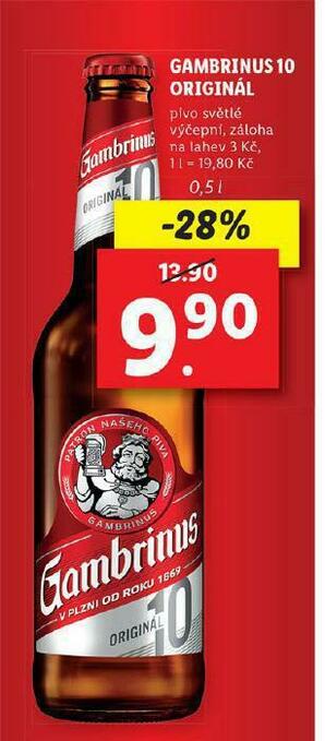 Lidl Pivo gambrinus nabídka