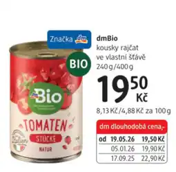 dm drogerie dmBio kousky rajčat ve vlastní šťávě nabídka