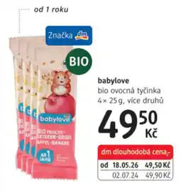 dm drogerie babylove bio ovocná tyčinka nabídka