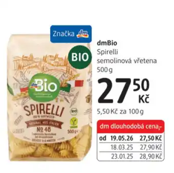 DmBio spirelli semolinová vřetena