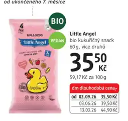 dm drogerie Little Angel bio kukuřičný snack nabídka