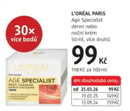 dm drogerie L'Oréal Paris age specialist denní nebo noční krém nabídka