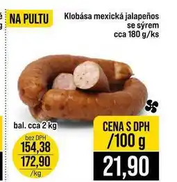 Jip Klobása mexická jalapeños se sýrem cca 180 g 100g nabídka