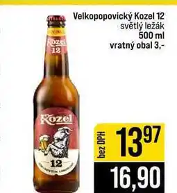 Jip Velkopopovický Kozel 12 světlý ležák nabídka