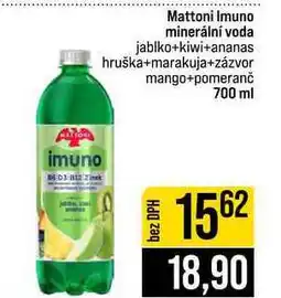 Jip Mattoni Imuno minerální voda jablko+kiwi+ananas hruška+marakuja+zázvor mango+pomeranč 700 ml nabídka