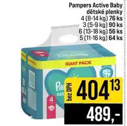 Jip Pampers Active Baby dětské plenky 4 8-14 kg 76 ks 3 5-9 kg 90 ks 6 13-18 kg 56 ks 5 11-16 kg 64 ks nabídka