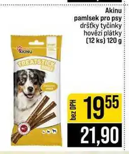 Jip Akinu pamlsek pro psy dršťky tyčinky hovězí plátky 12 ks nabídka