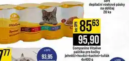 Jip Companino Vitalive paštika pro kočky jehněčí+hovězí+kachní+tuňák 4x400 g nabídka