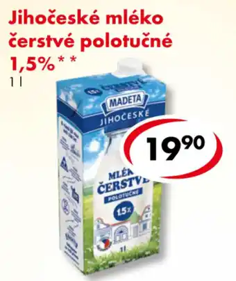Madeta jihočeské mléko čerstvé polotučné