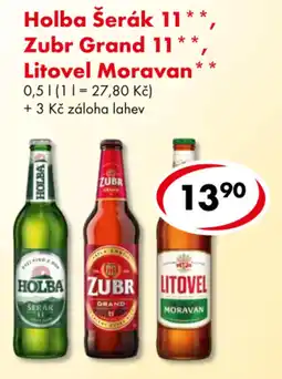 CBA Holba Šerák 11, Zubr Grand 11, Litovel Moravan nabídka