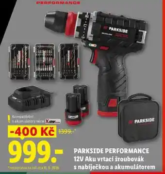 PARKSIDE PERFORMANCE 12V Aku vrtačí šroubovák s nabíječkou a akumulátorem