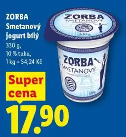 Lidl Zorba SMETANOVÝ JOGURT BÍLÝ nabídka