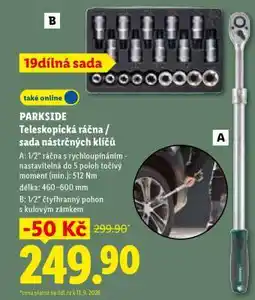 Lidl PARKSIDE Teleskopická ráčna / sada nástrčných klíčů nabídka