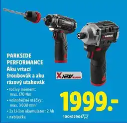 Lidl PARKSIDE PERFORMANCE Aku vrtačí šroubovák a aku rázový utahovák nabídka
