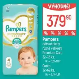 Globus Pampers dětské pleny různé velikosti Premium Care nabídka