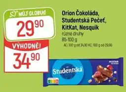 Globus Orion čokoláda studentská pečeť nabídka