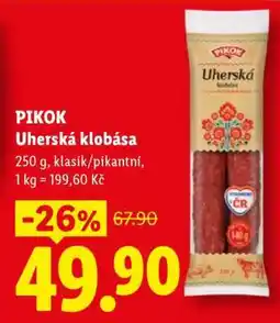 Lidl Pikok UHERSKÁ KLOBÁSA nabídka