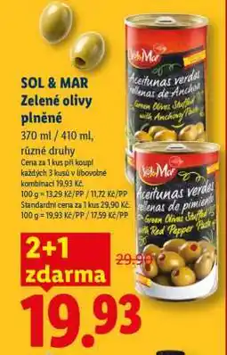 Lidl SOL&MAR Zelené olivy plněné nabídka