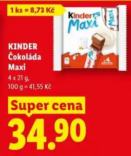 Lidl Kinder čokoláda Maxi nabídka