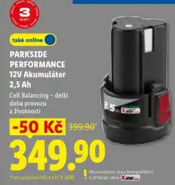 Lidl Parkside Performance 12V Akumulátor 2,5 Ah nabídka