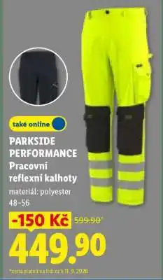 Lidl PARKSIDE PERFORMANCE Pracovní reflexní kalhoty nabídka
