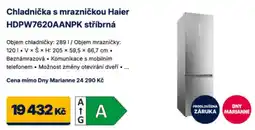 Datart Haier chladnička s mrazničkou HDPW7620AANPK stříbrná nabídka