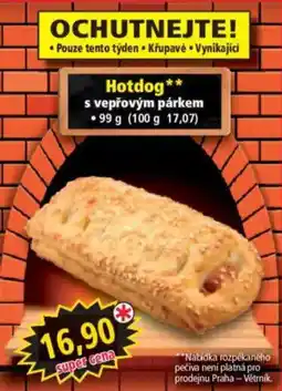 Norma Hotdog s vepřovým pářkem nabídka