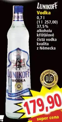 Norma Lunikoff vodka nabídka