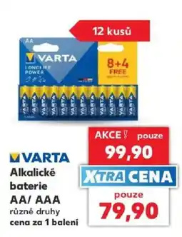 Kaufland Varta alkalické baterie AA/AAA nabídka