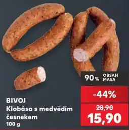 Kaufland Bivoj klobása s medvědím česnekem nabídka