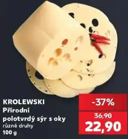 Kaufland Krolewski přírodní polotvrdý sýr s oky nabídka
