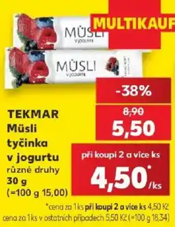 Kaufland Tekmar müsli tyčinka v jogurtu nabídka