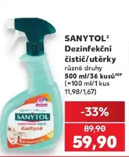 Kaufland Sanytol dezinfekční čistící/utěrky nabídka