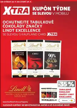Kaufland Lindt Excellence tabulkové čokolády nabídka