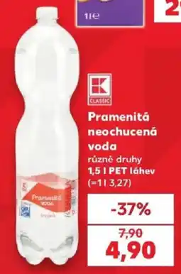 Kaufland K Classic pramenitá neochucená voda nabídka