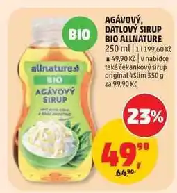 Penny Market Agávový, datlový sirup BIO Allnature nabídka