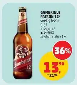 Penny Market Gambrinus Patron 12 světlý ležák nabídka