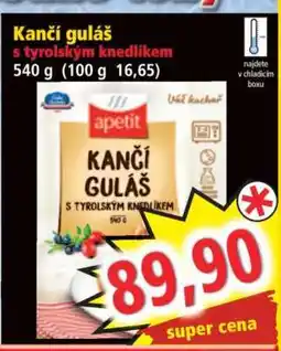 Norma Kančí guláš s tyrolským knedlíkem nabídka