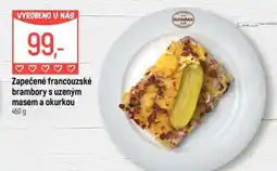 Globus Zapečené francouzské brambory s uzeným masem a okurkou nabídka