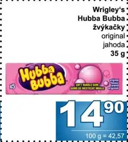 Jip Wrigley's Hubba Bubba žvýkačky nabídka