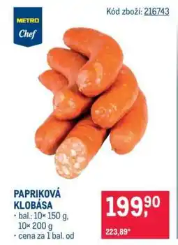 Makro Papriková klobása nabídka
