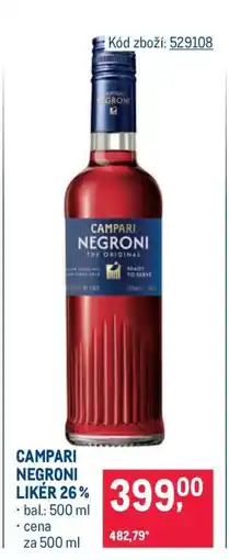Makro CAMPARI NEGRONI LIKÉR 26 % nabídka