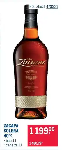 Makro ZACAPA SOLERA 40 % nabídka