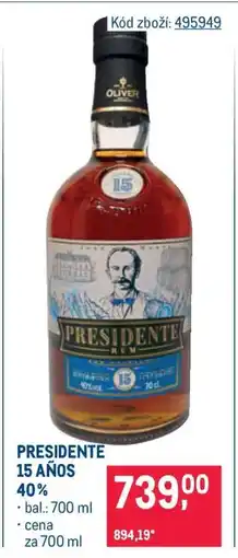 Makro Presidente 15 Años 40 % nabídka