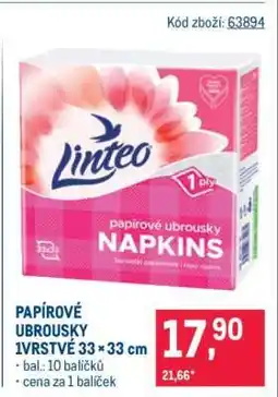 Makro Papírové ubrousky 1vrstvé 33 × 33 cm nabídka