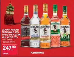 Makro CAPTAIN MORGAN SPICED GOLD 35 %, WHITE 37,5 %, DARK 40 %, APPLE 25 % nabídka
